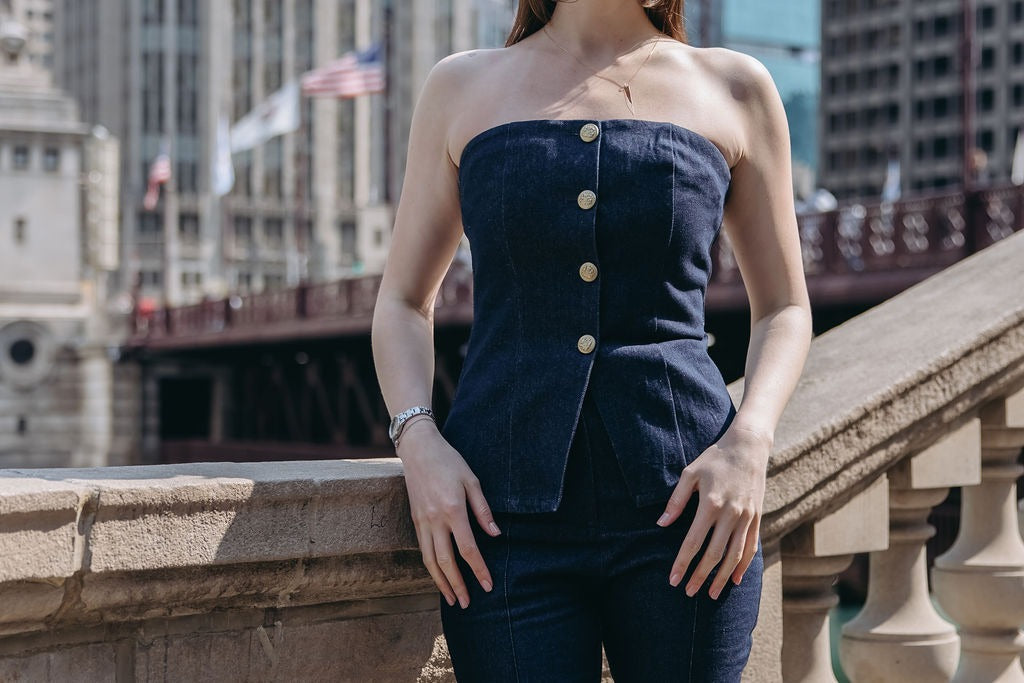 Skyline Denim Vest — Tailored for Tall Women