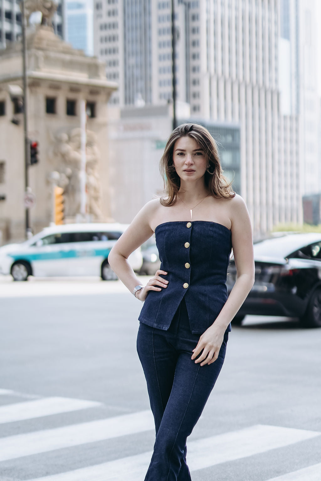 Skyline Denim Vest — Tailored for Tall Women
