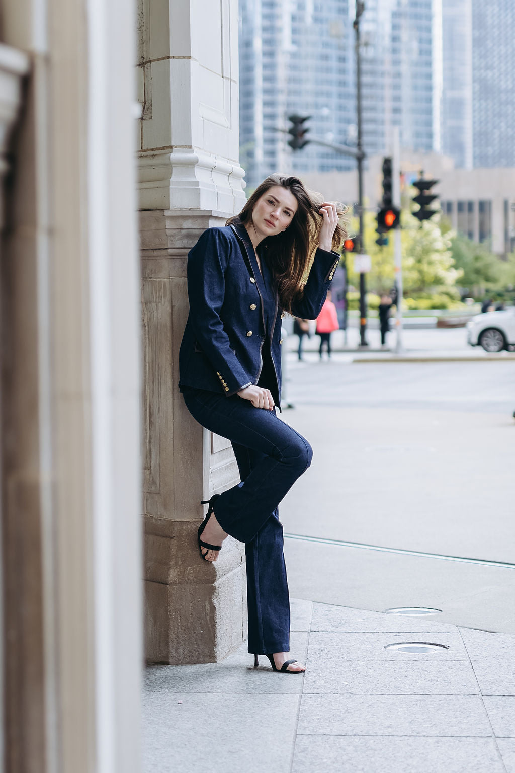 Tall Women’s Skyline Denim Blazer (S, M, L) – Designed for 5’9”–6’3”