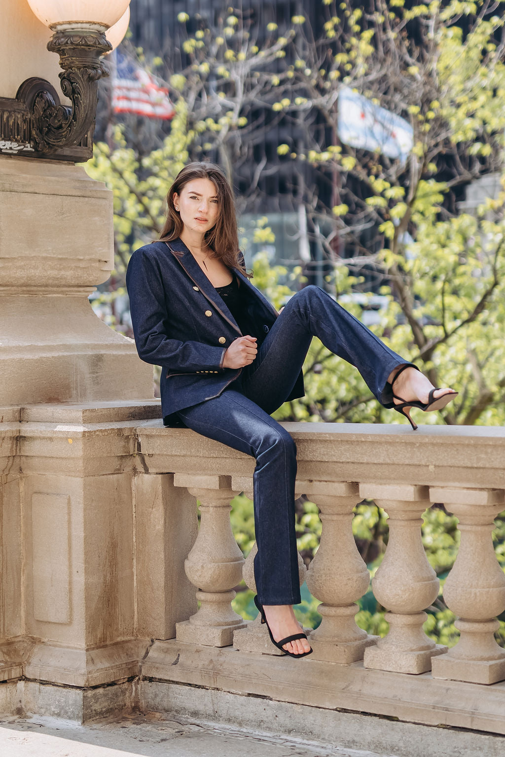 Tall Women’s Skyline Denim Blazer (S, M, L) – Designed for 5’9”–6’3”