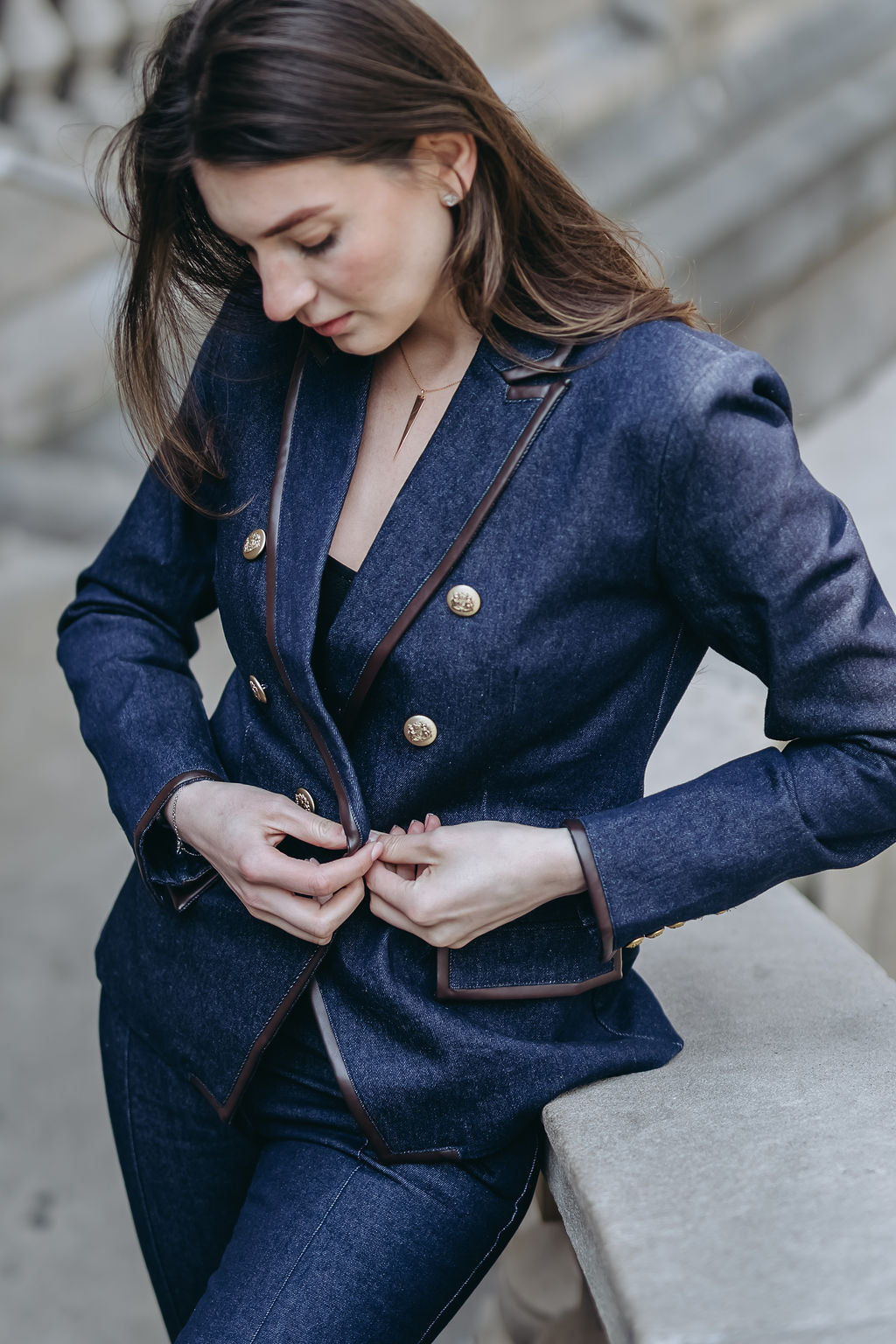 Tall Women’s Skyline Denim Blazer (S, M, L) – Designed for 5’9”–6’3”