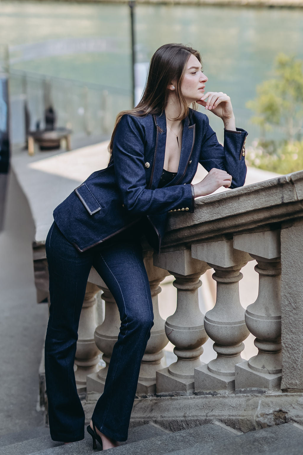 Tall Women’s Skyline Denim Blazer (S, M, L) – Designed for 5’9”–6’3”