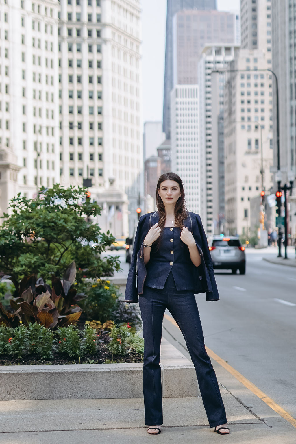Skyline Denim Vest — Tailored for Tall Women
