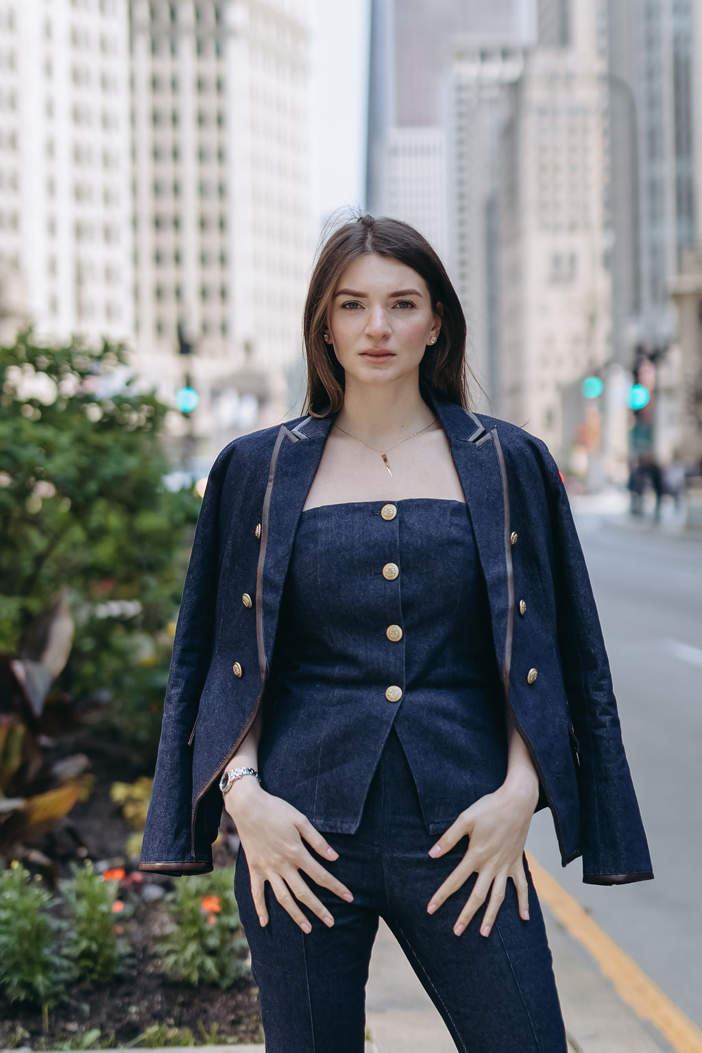Skyline Denim Vest — Tailored for Tall Women