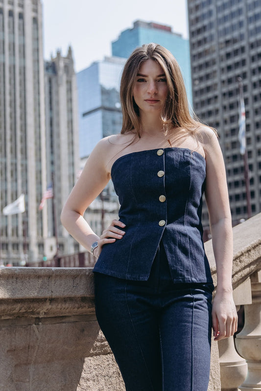 Skyline Denim Vest — Tailored for Tall Women