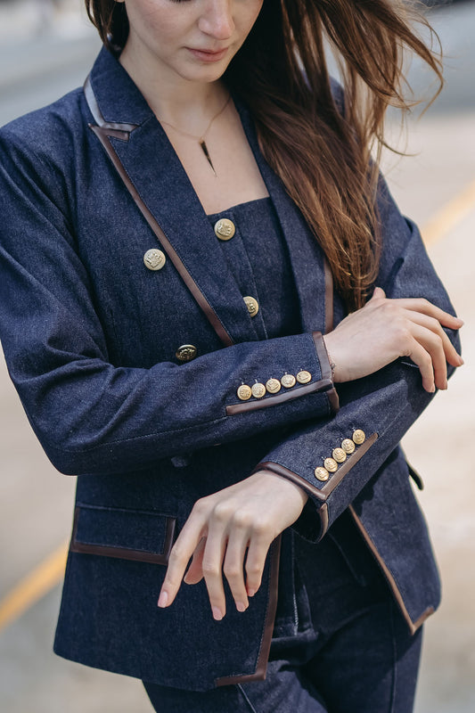 Tall Women’s Skyline Denim Blazer (S, M, L) – Designed for 5’9”–6’3”