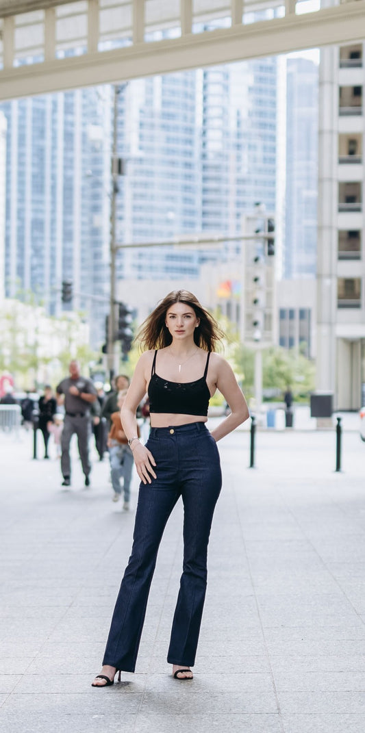 High-Waist Bootcut Denim Pants – 34"-36″ Inseam | Sizes S / M / L